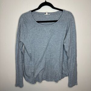 Aritzia Wilfred Free Top Raglan Sleeve Curved Hem Cotton Blend T Shirt Blue